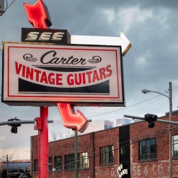 a large sign in front of a building
