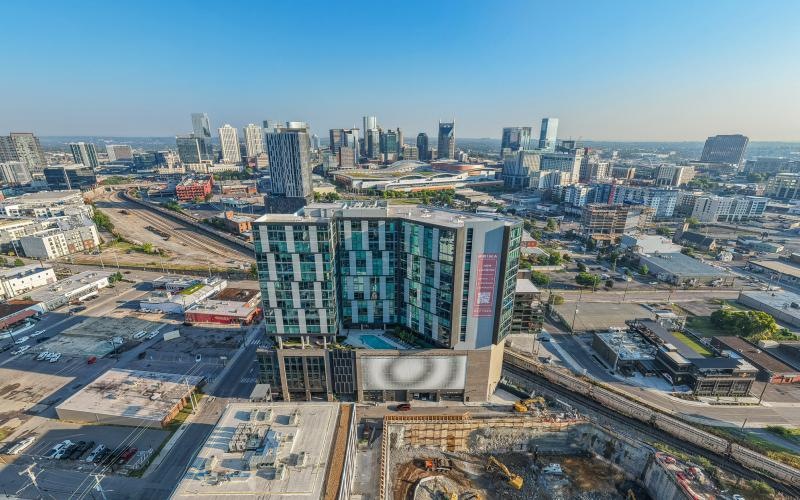 a high angle view of a city